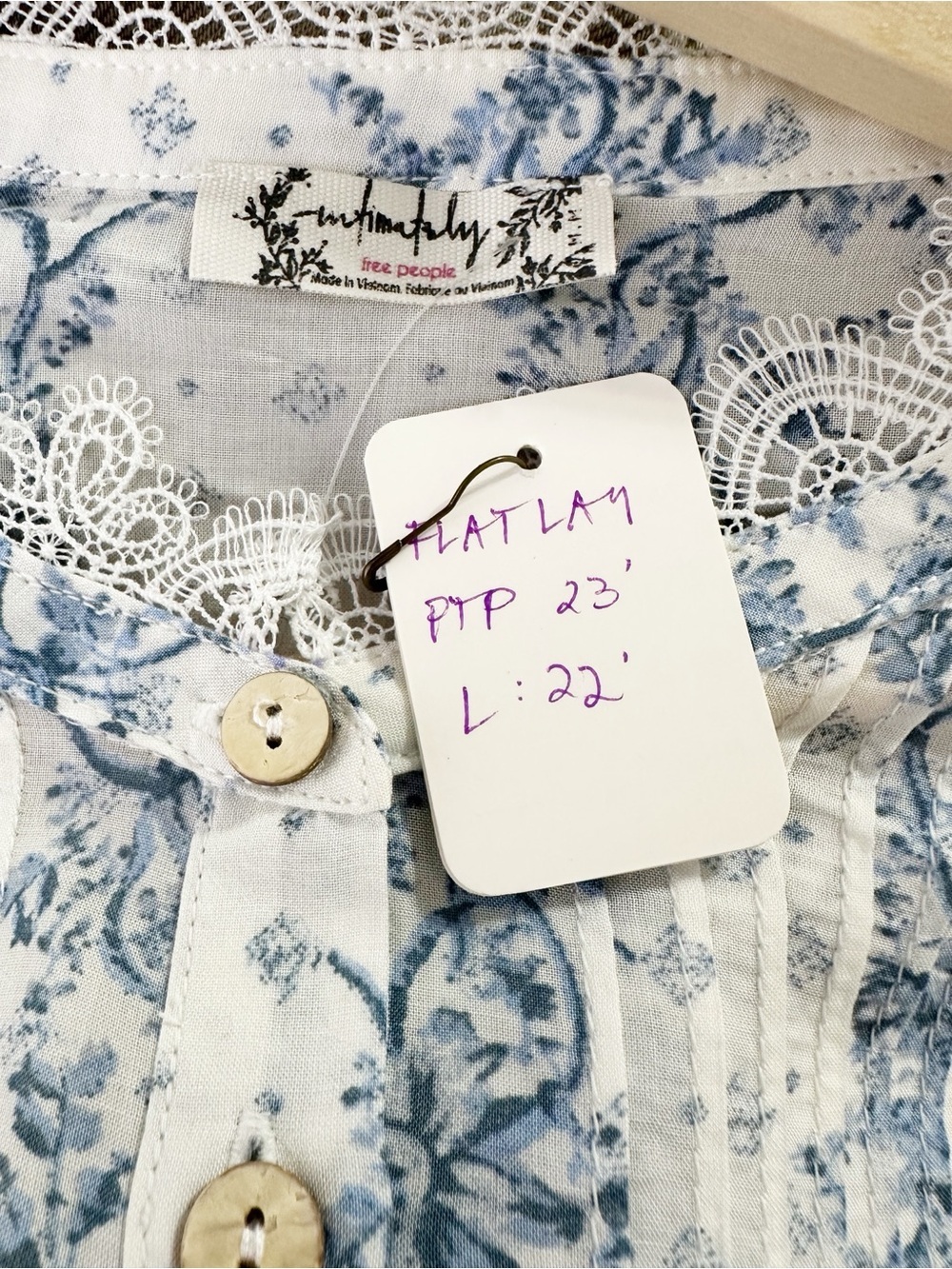 NEW Free People Intimately After Hours White Blue Floral Lace Button Bodysuit M - Picture 12 of 12